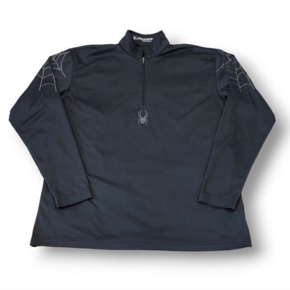 NEW Spyder Limitless Solid Raised Metallic Web Zip T-Neck in Black Size Large